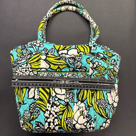 Vera Bradley island blooms Floral Patterned bucket Tote Bag seafoam lime - Picture 2 of 8